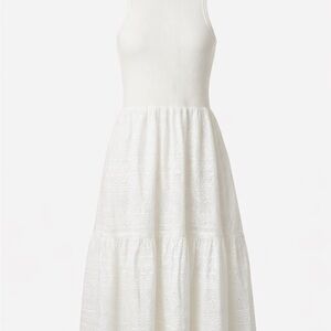 Desigual White Ribbed Bodice Tiered Maxi Dress
